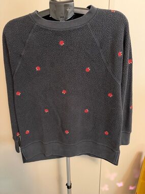 Victoria's Secret PINK Embroidered Rose Oversized Fleece Crewneck Sweatshirt